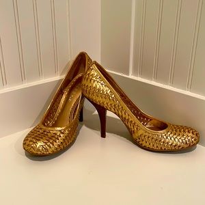 Women’s BCBG gold braided sandals